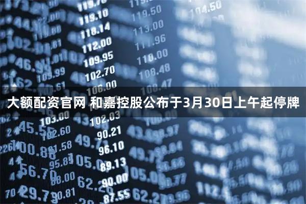 大额配资官网 和嘉控股公布于3月30日上午起停牌